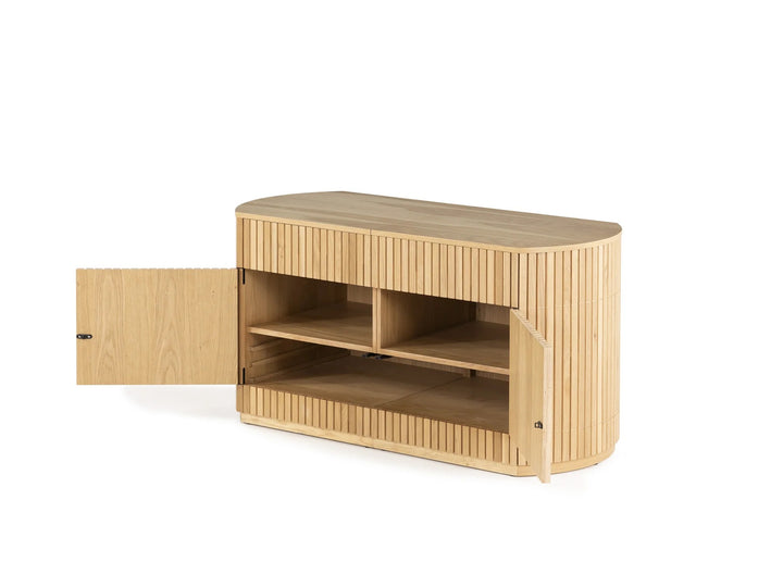 Transformer Table Round Side Board With Panel Storage