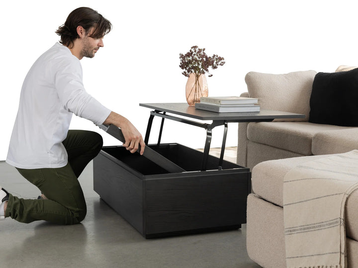 Transformer Table Wooden Coffee Table with Panel Storage