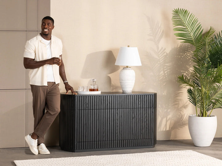 Transformer Table Round Side Board With Panel Storage