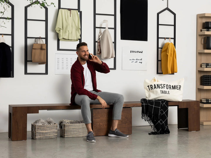 Transformer Table Extendable Wooden Dining Bench