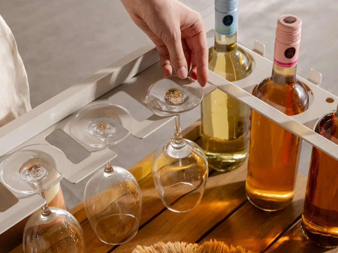 Transformer Table Outdoor Bar Cart with Panel Storage & Solid Wood Frame