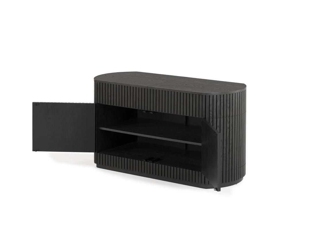 Transformer Table Round Side Board With Panel Storage