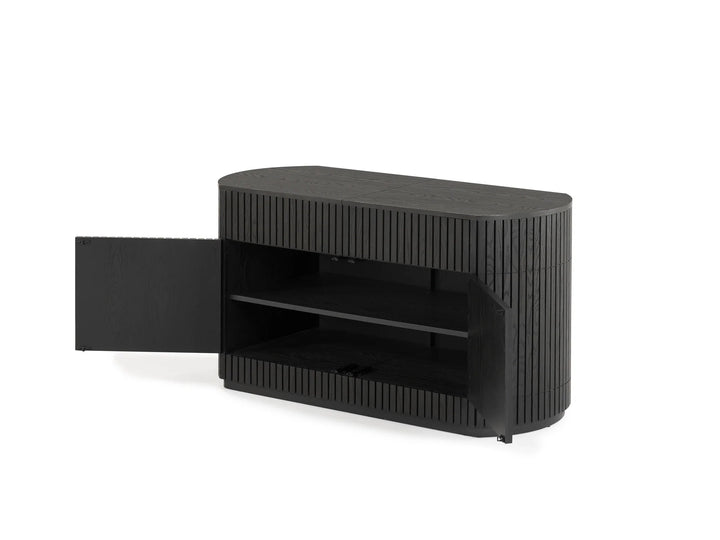 Transformer Table Round Side Board With Panel Storage