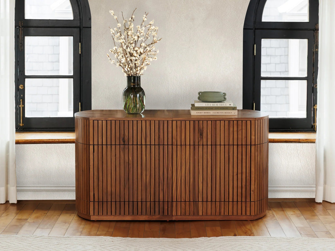 Transformer Table Round Side Board With Panel Storage