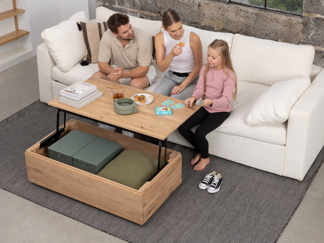 Transformer Table Wooden Coffee Table with Panel Storage