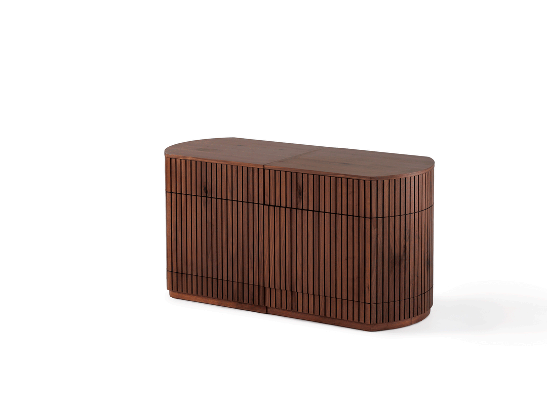 Transformer Table Round Side Board With Panel Storage