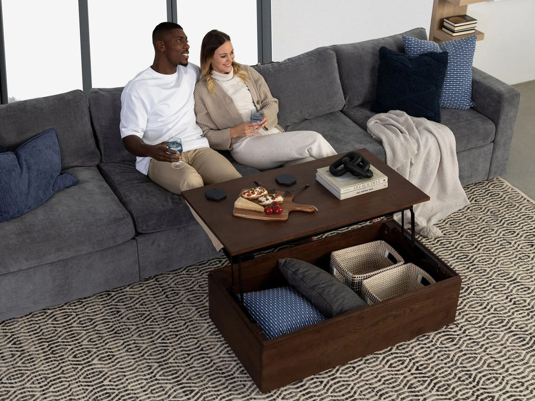 Transformer Table Wooden Coffee Table with Panel Storage