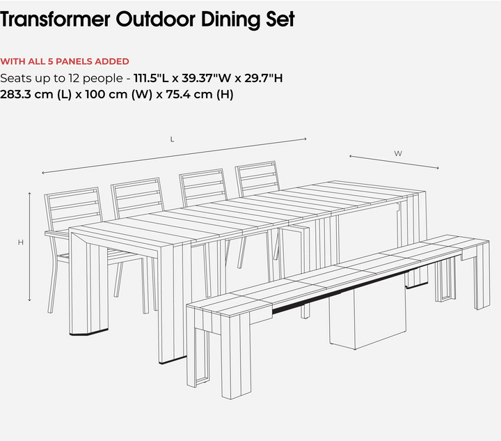 Transformer Table Extendable Rectangular Outdoor Dining Table (12-seating)