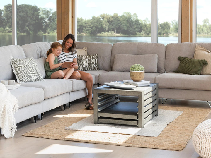 Transformer Table Wooden Coffee Table with Panel Storage