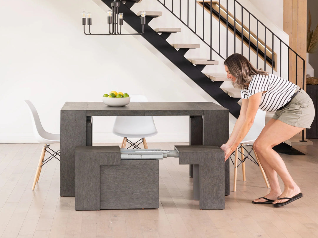 Transformer Table Extendable Wooden Dining Bench