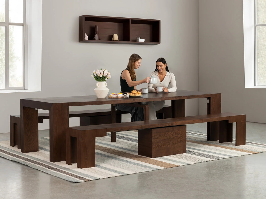 Transformer Table Extendable Wooden Dining Bench