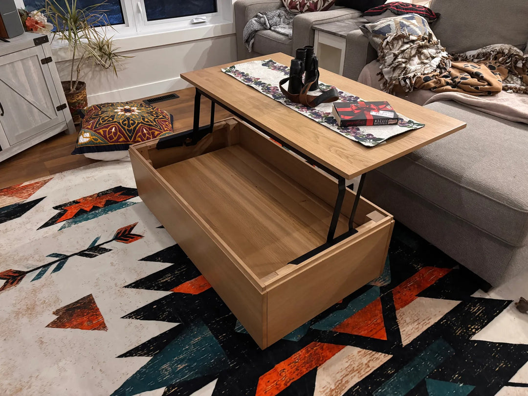 Transformer Table Wooden Coffee Table with Panel Storage