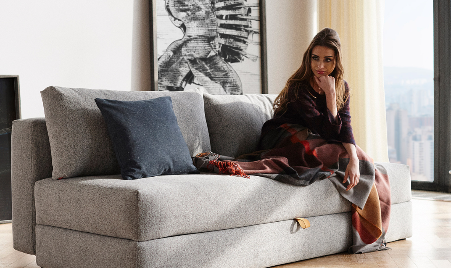Innovation Living Osvald 2-Seater Fabric Sofa Bed-Jennifer Furniture