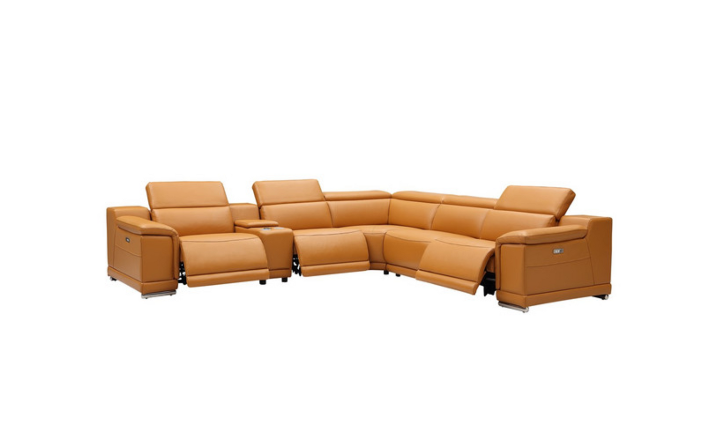 Gio Italia Hartley Power Motion Leather Sectional Sofa in Light Gray- Jennifer Furniture