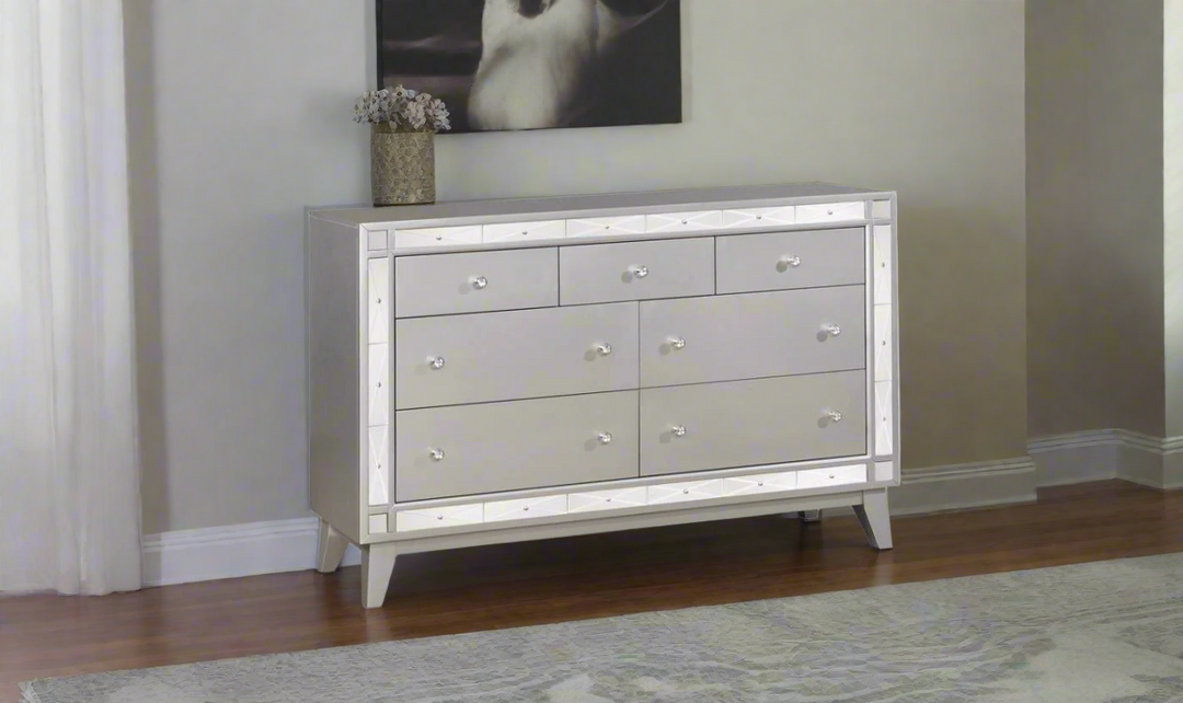 Coaster Furniture Leighton 7-Drawer Dresser in Metallic Mercury Finish Jennifer Furniture Coaster Furniture Leighton 7-Drawer Dresser in Metallic Mercury Finish Jennifer Furniture