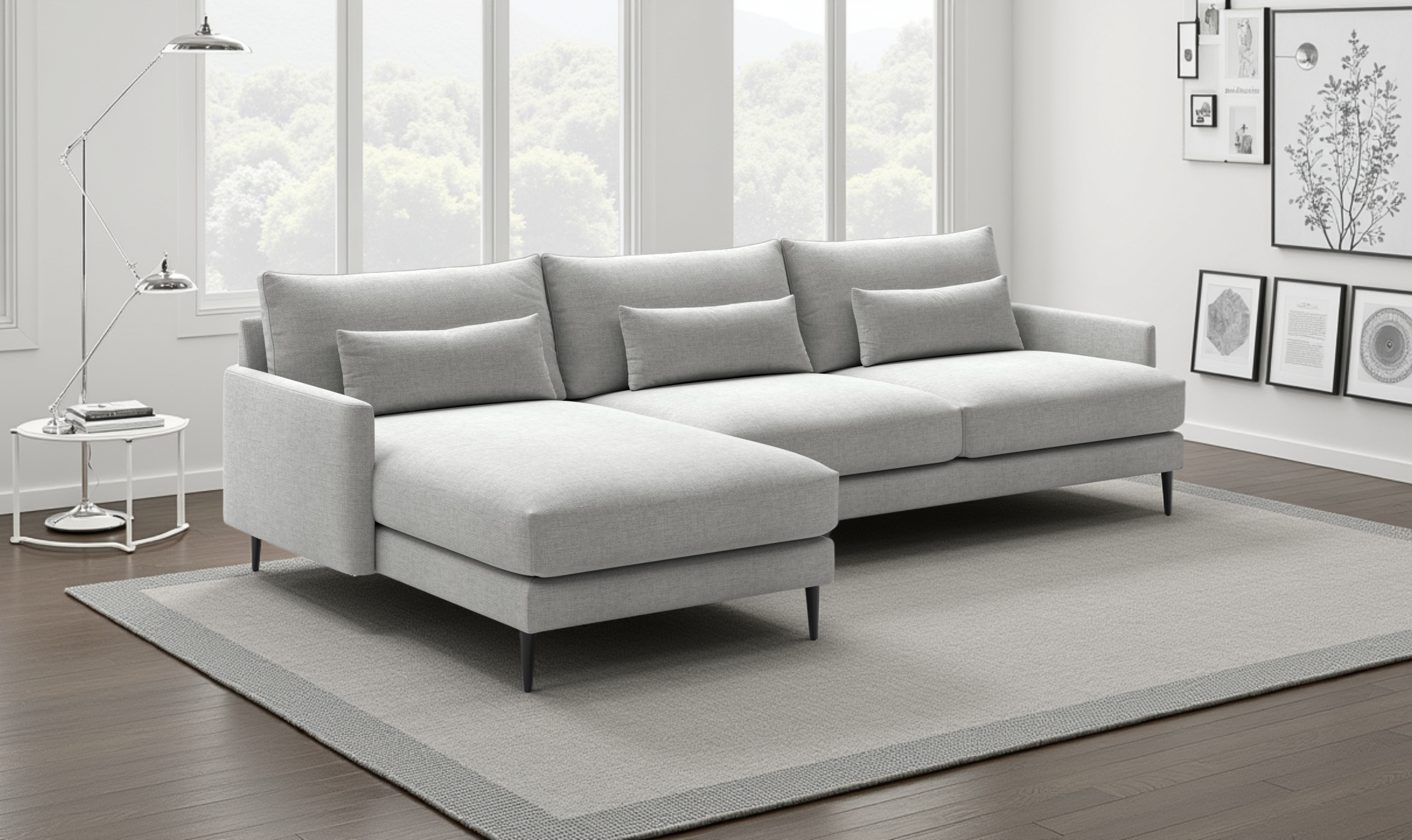 Luonto Liam MTO L-Shaped Beige Fabric Sectional With Reversible Chaise