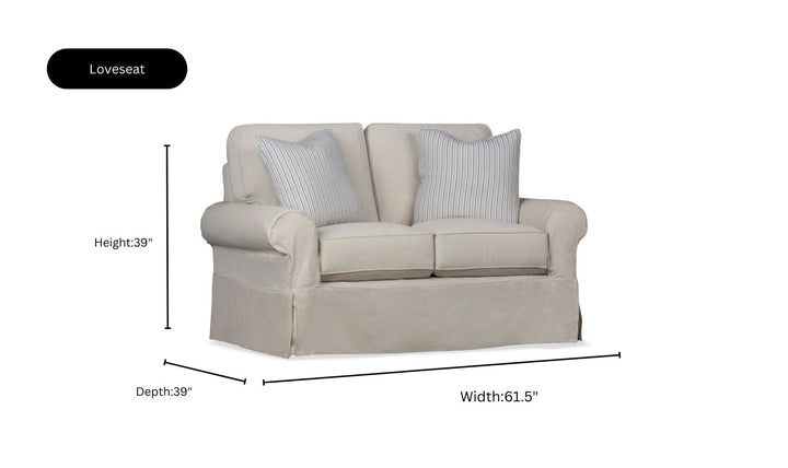 Klaussner Kate Slipcover Loveseat in John Linen Sepia