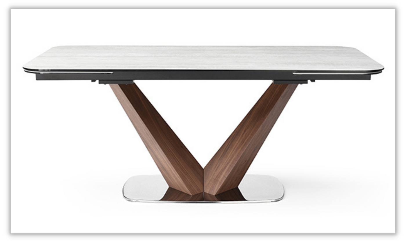 Luke Extendable White Ceramic Dining Table