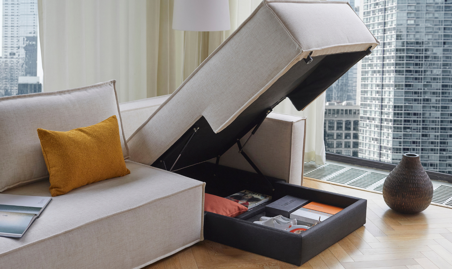 Innovation Living Newilla Fabric L-Shape Sectional Sofa Bed-Jennifer Furniture