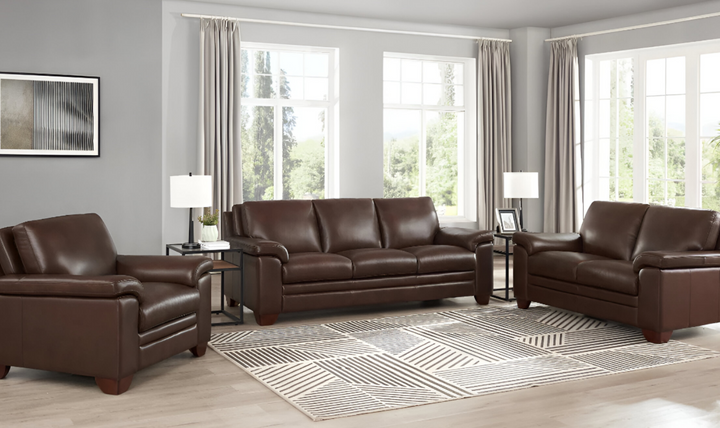 Magnum 3-Seater Leather Sofa With Wooden Legs