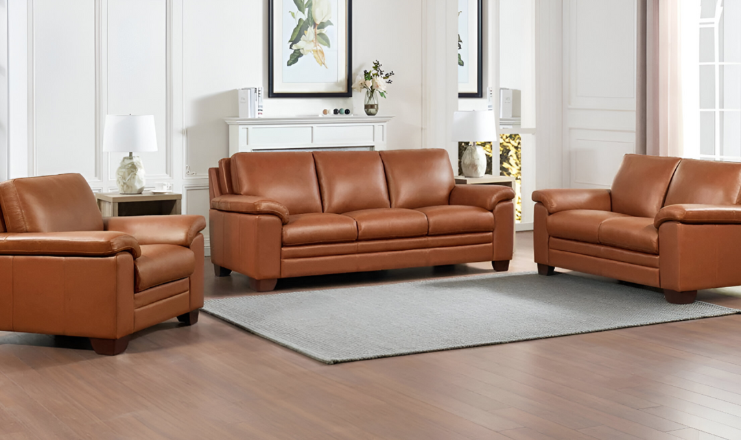 Magnum 3-Seater Leather Sofa With Wooden Legs