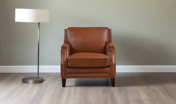Camano Leather Chair in Leather with Nailhead Finish