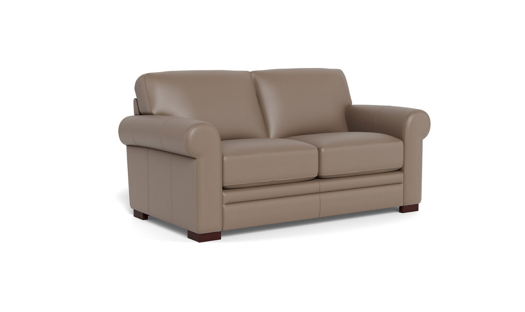 Hydeline Brookfield Waxy Pull-up Leather Loveseat in Caramel Brown