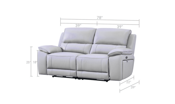 Gio Italia Living Room Set Hailey Smoke Gray Leather Power Recliner Sofa-Jennifer Furniture