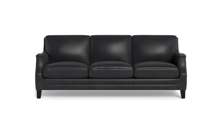 Camano 3 Seater 84'' Leather Sofa With Nail-Head Finish-Jennifer Furniture 