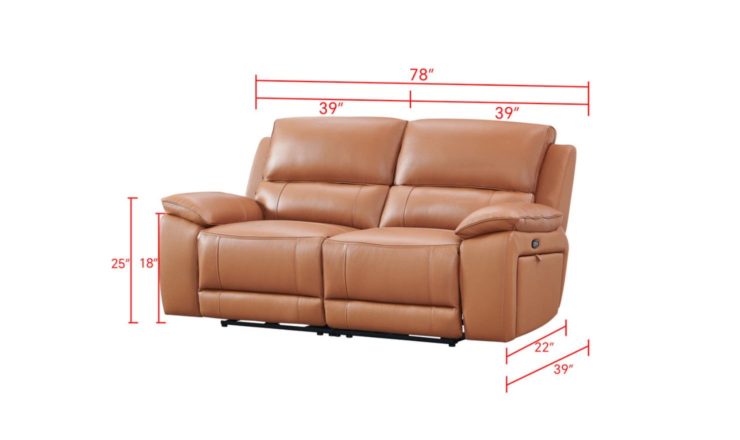 Gio Italia Living Room Set Hailey Adobe Leather Power Recliner Sofa-Jennifer Furniture