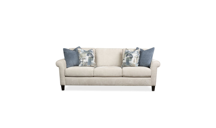 Klaussner Caroline Sofa with Rolled Arms Angle View (Fabric) - Jennifer furniture
