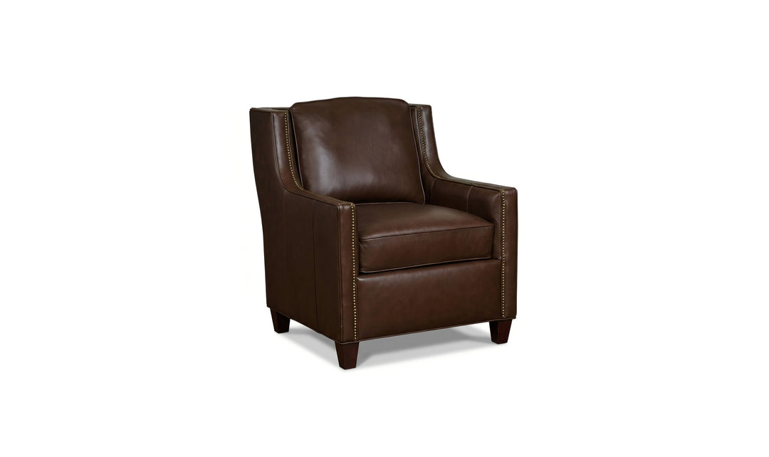 Klaussner James High-Back Accent Chair Front View (Leather) - Jennifer furniture