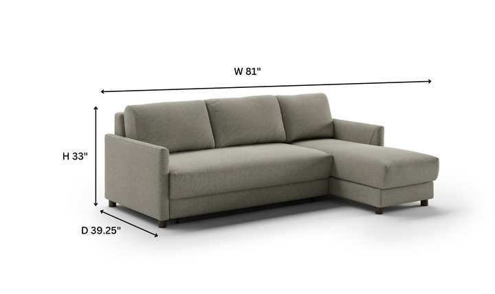 Luonto Pint L-Shaped 3-Seater Charcoal Fabric Sectional Sofa Sleeper-Jennifer Furniture