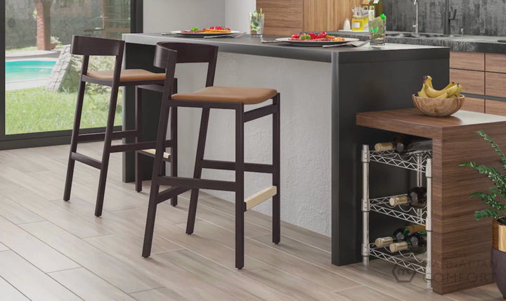 Manhattan Comfort Klismos Wood Upholstered Counter Stool-Jennifer Furniture