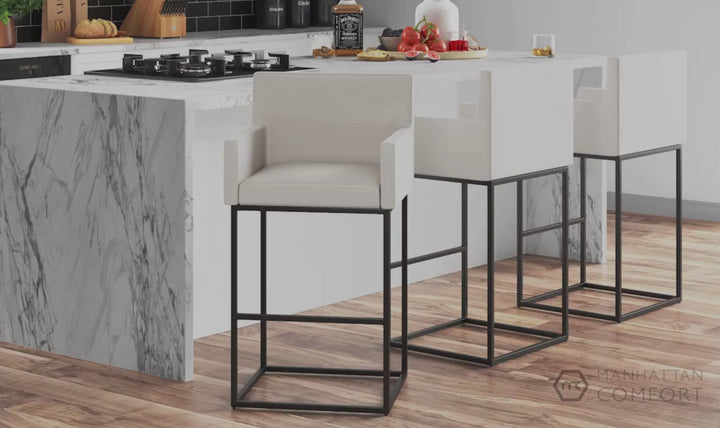 Manhattan Comfort Ambassador Metal Upholstered Counter Stool-Jennifer Furniture