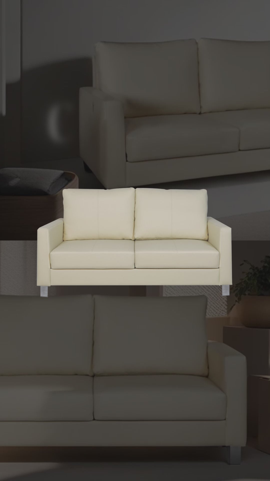 Gio Italia Cuddle Queen Leather Sleeper Sofa With Wood and Chrome Legs