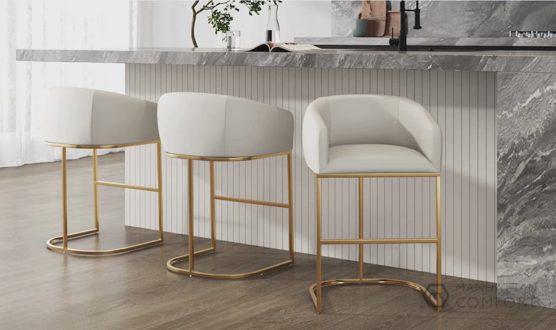 Manhattan Comfort Louvre Metal Upholstered Barstool-Jennifer Furniture