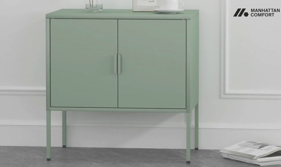 Manhattan Comfort Ava Metal Accent Cabinet With Adjustable Shelves