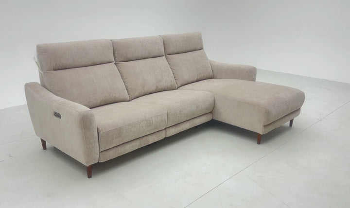 Klaussner Velmora Fabric Power Recliner Sectional Sofa with Chaise