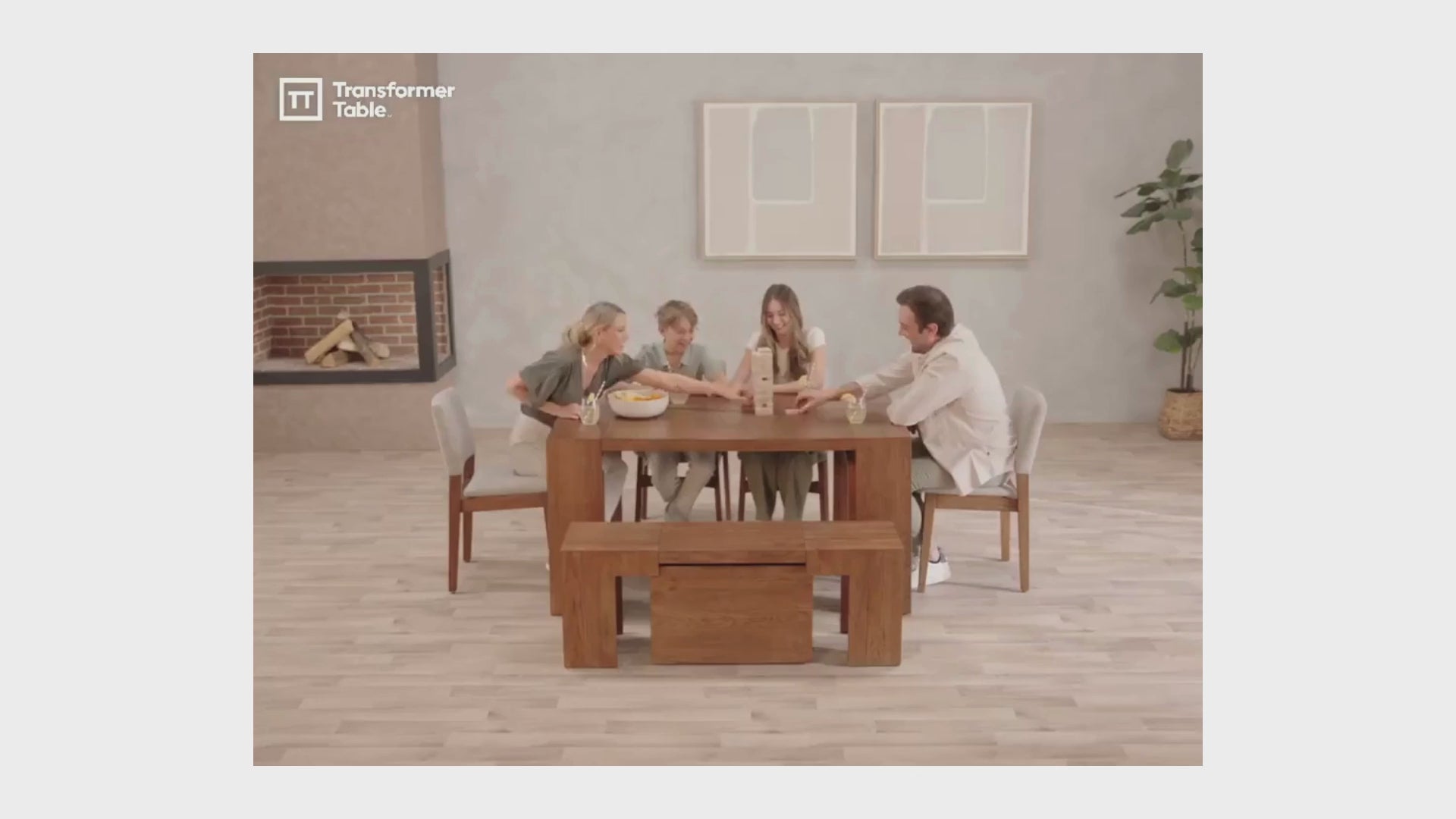 Transformer Table Gathering Extendable Rectangular Dining Table Set (Table + 2 Bench)