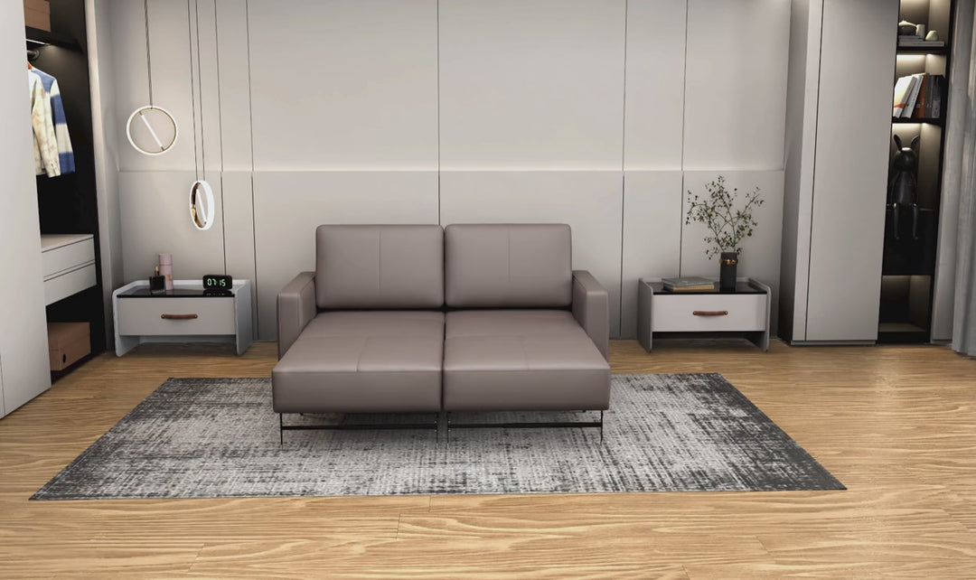 Klaussner Cuddle Queen Leather Sleeper Sofa With Cloud Fold Function