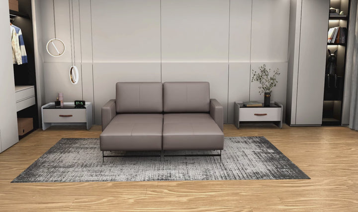 Klaussner Cuddle Queen Leather Sleeper Sofa With Cloud Fold Function