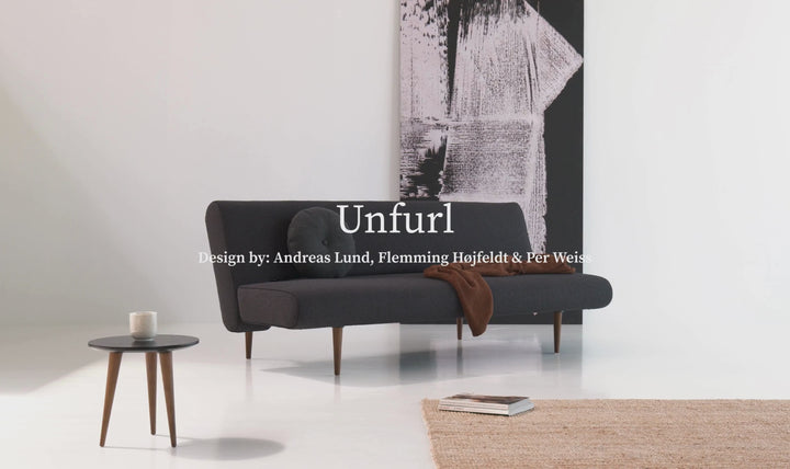 Innovation Living Unfurl Fabric Sleeper Sofa with Dark Wood Legs-Jennifer Furniture