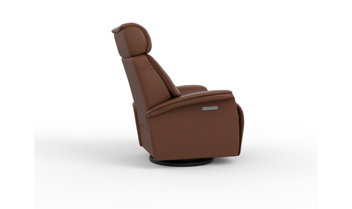 Fjords Rome Swivel Glider Leather Motorized Power Recliner Chair in Two Sizes