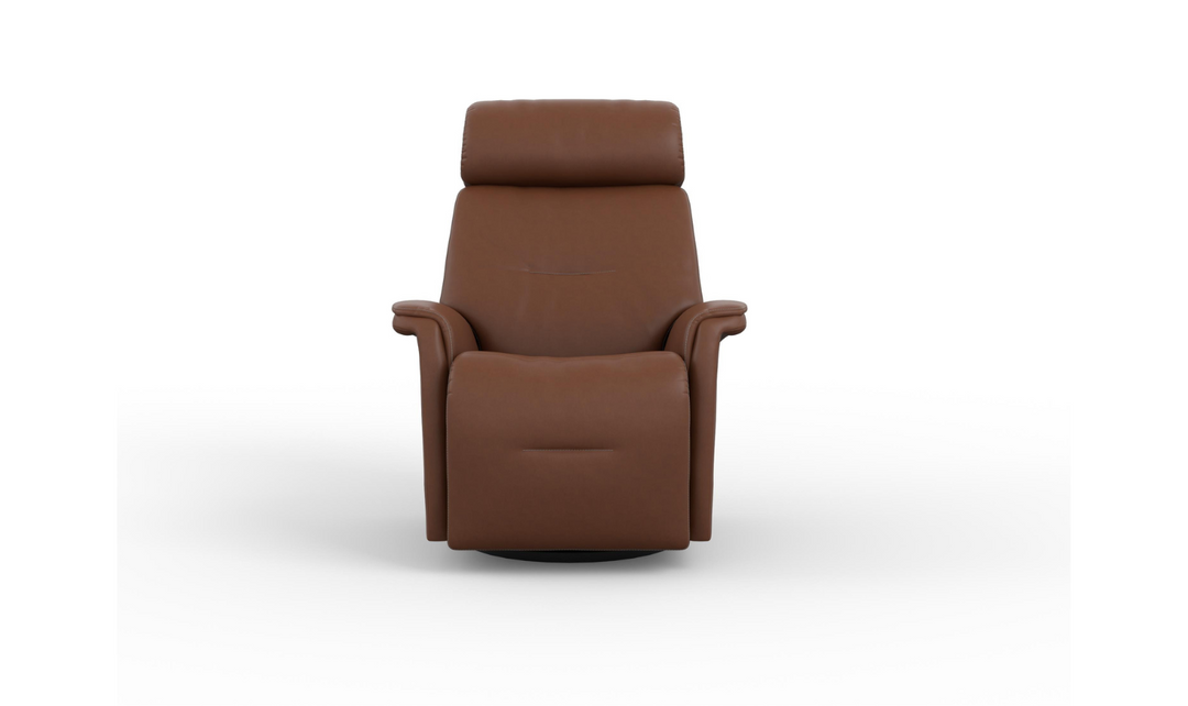 Fjords Rome Swivel Glider Leather Motorized Power Recliner Chair in Two Sizes