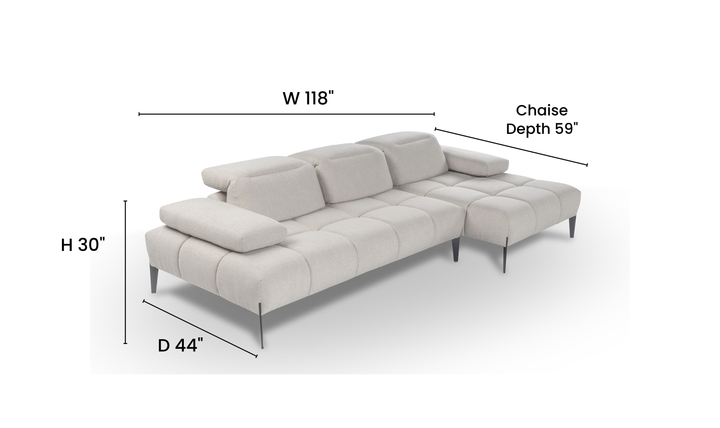 Calia Italia Skyline Modular Sectional Chaise With Adjustable Backrest & Armrests