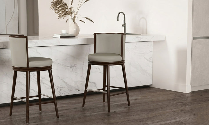 Manhattan Comfort Evalyn Wooden Upholstered Barstool