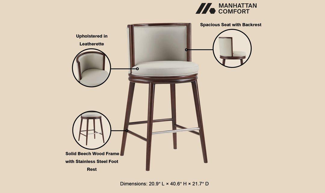 Manhattan Comfort Evalyn Wooden Upholstered Barstool