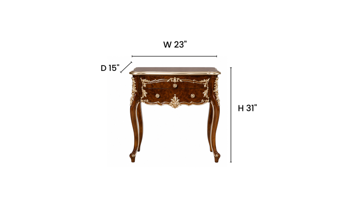 Klaussner Juliet Traditional Luxury Wood Nightstand with Ornate Carved Details