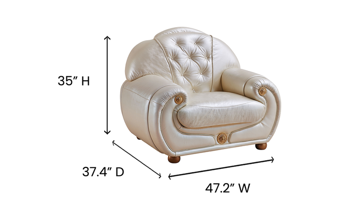 ESF Italia Giza Leather Chair with Tufted Back In Beige